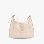 Vegan leather baguette shoulder bag in beige