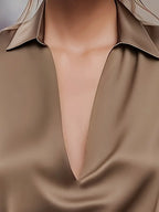 Draped neck long sleeve blouse
