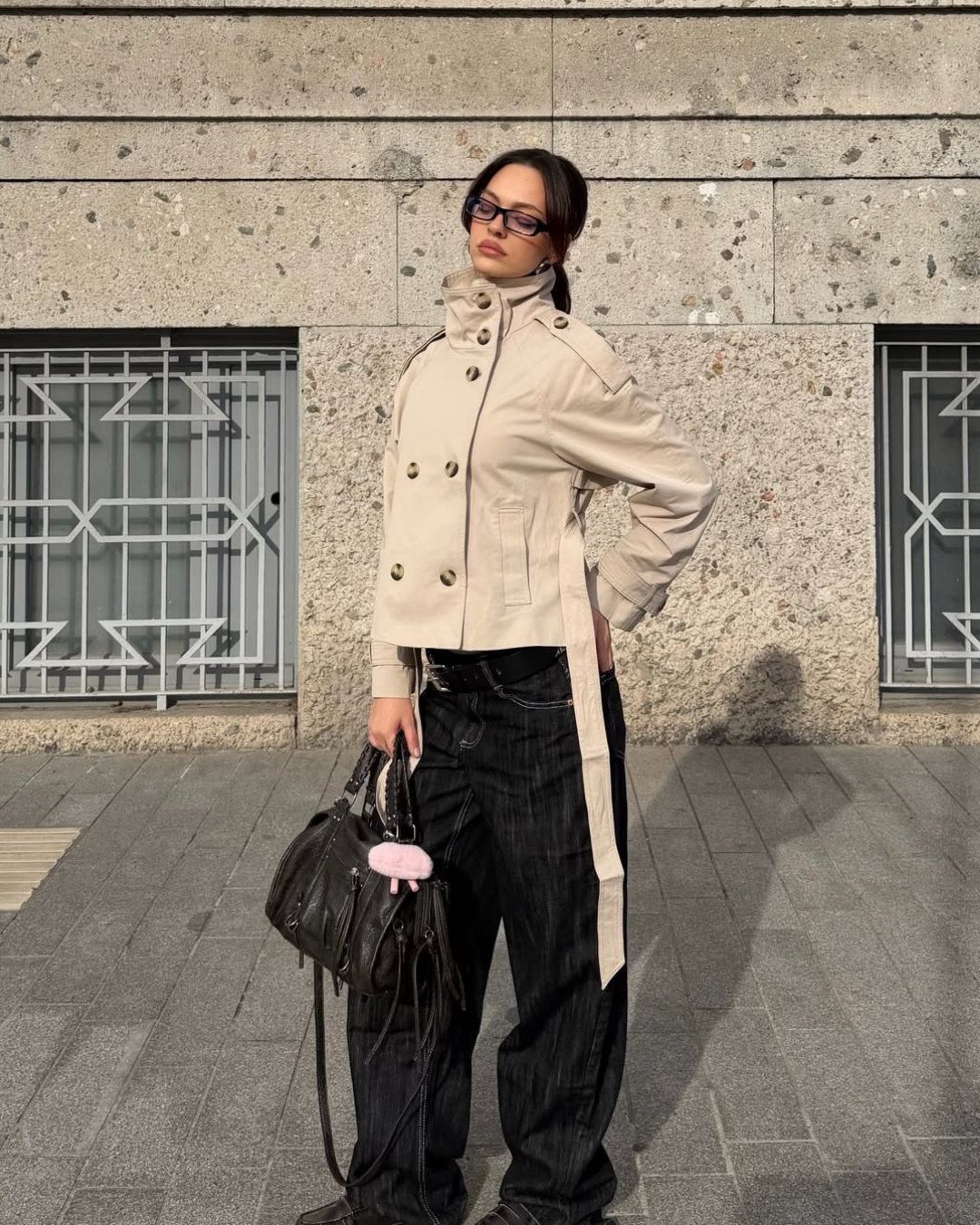 Cropped boxy trench coat