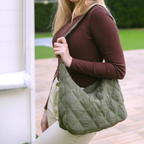 Women's chic quilted puffer shoulder bag