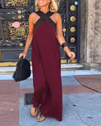 Cross-Strap Halter Maxi Dress