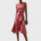 Women's Midi Dress with Draped Front
