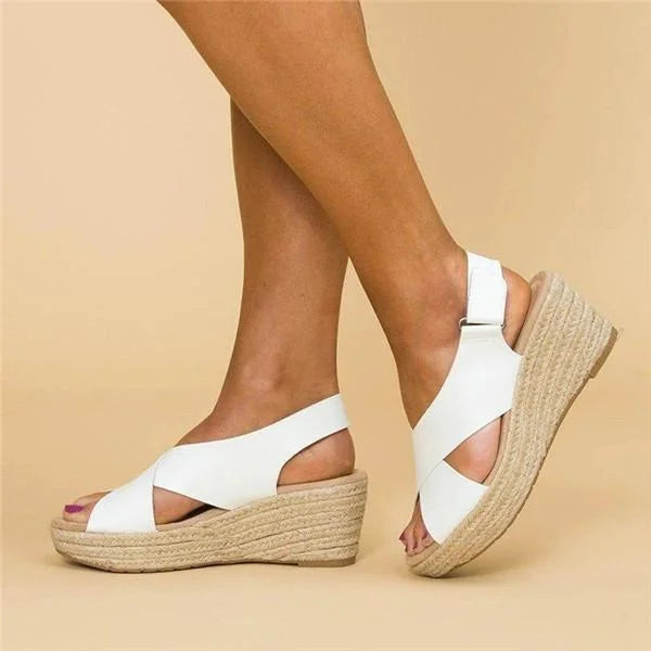 Crossover Wedge Espadrilles Sandals