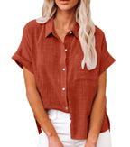 Women's Cotton Linen Short Sleeve Shirt
