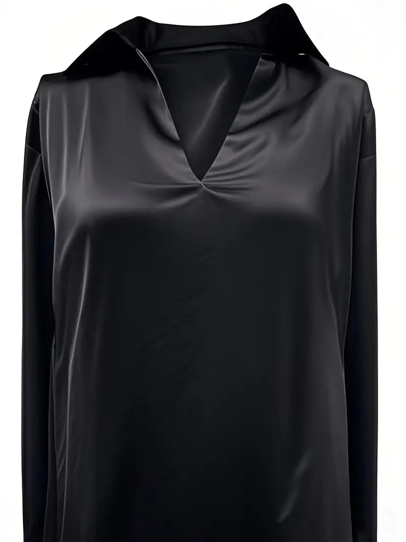 Draped neck long sleeve blouse