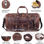 Vintage leather weekender duffle bag