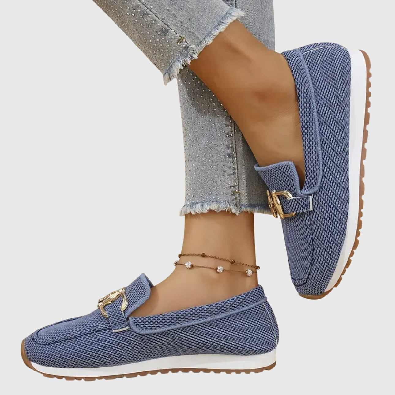 Orthopedic Slip-On Loafer Gold Horsebit Detail