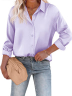 Long Sleeve Satin Button-Up Shirt