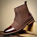 Oxford leather lace-up boots