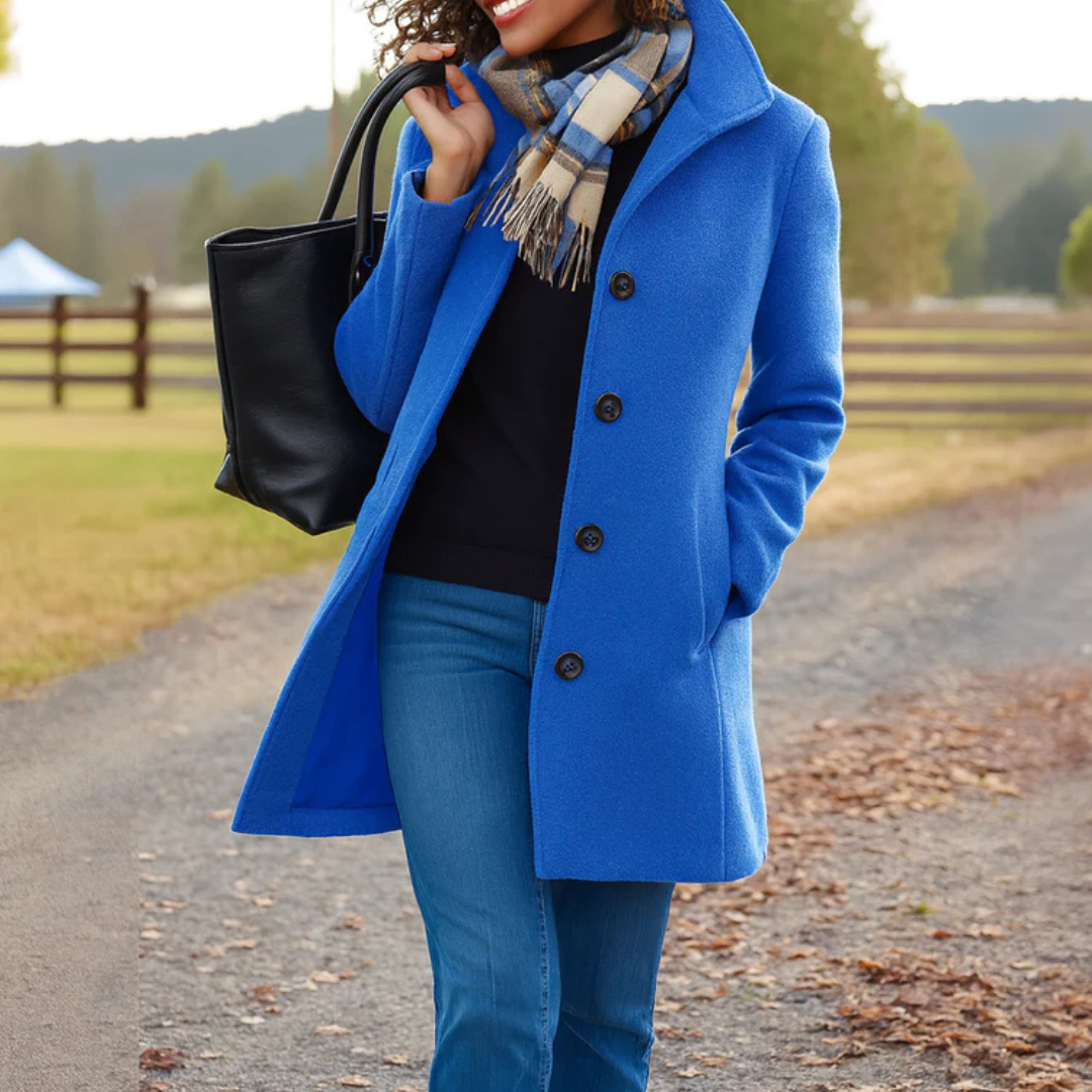 Classic Long Coat with Button Placket