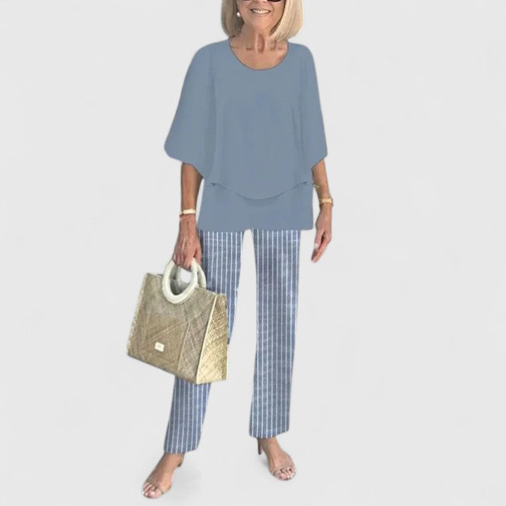 Women's Elegant Two-Piece Set Top and Trousers