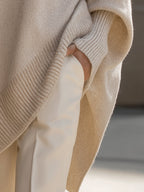 Women's Oversized Wool Blend Crew-Neck Pullover Sweater