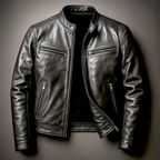 Band Collar Leather Jacket
