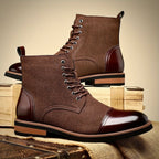 Oxford leather lace-up boots in brown