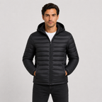 Quilted hooded full-zip jacket in black