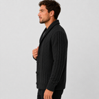 Cable knit button front cardigan sweater