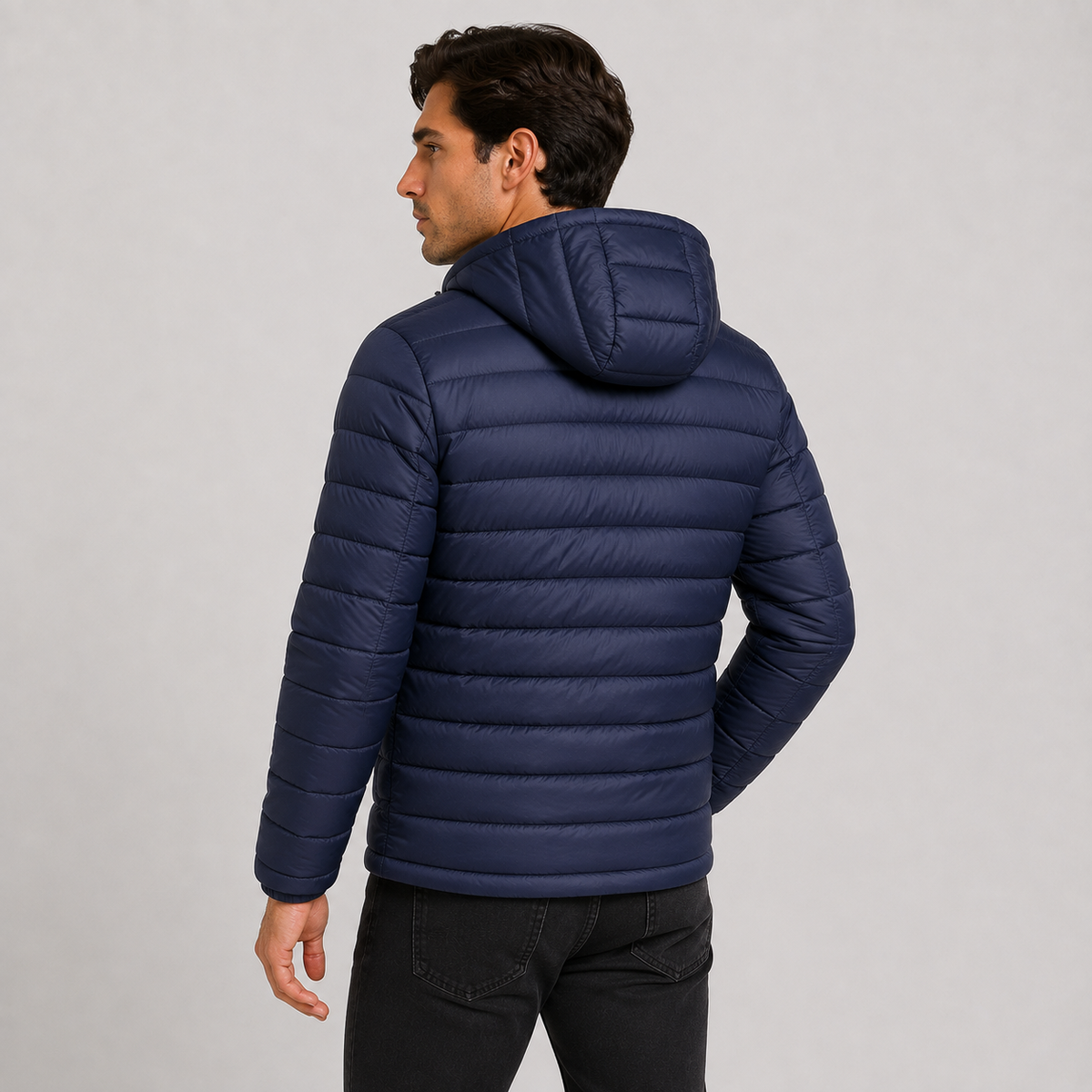 Quilted hooded full-zip jacket