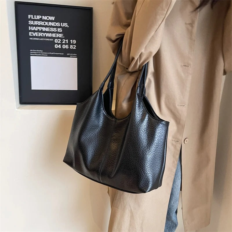 Women's chic vegan leather hobo tote bag