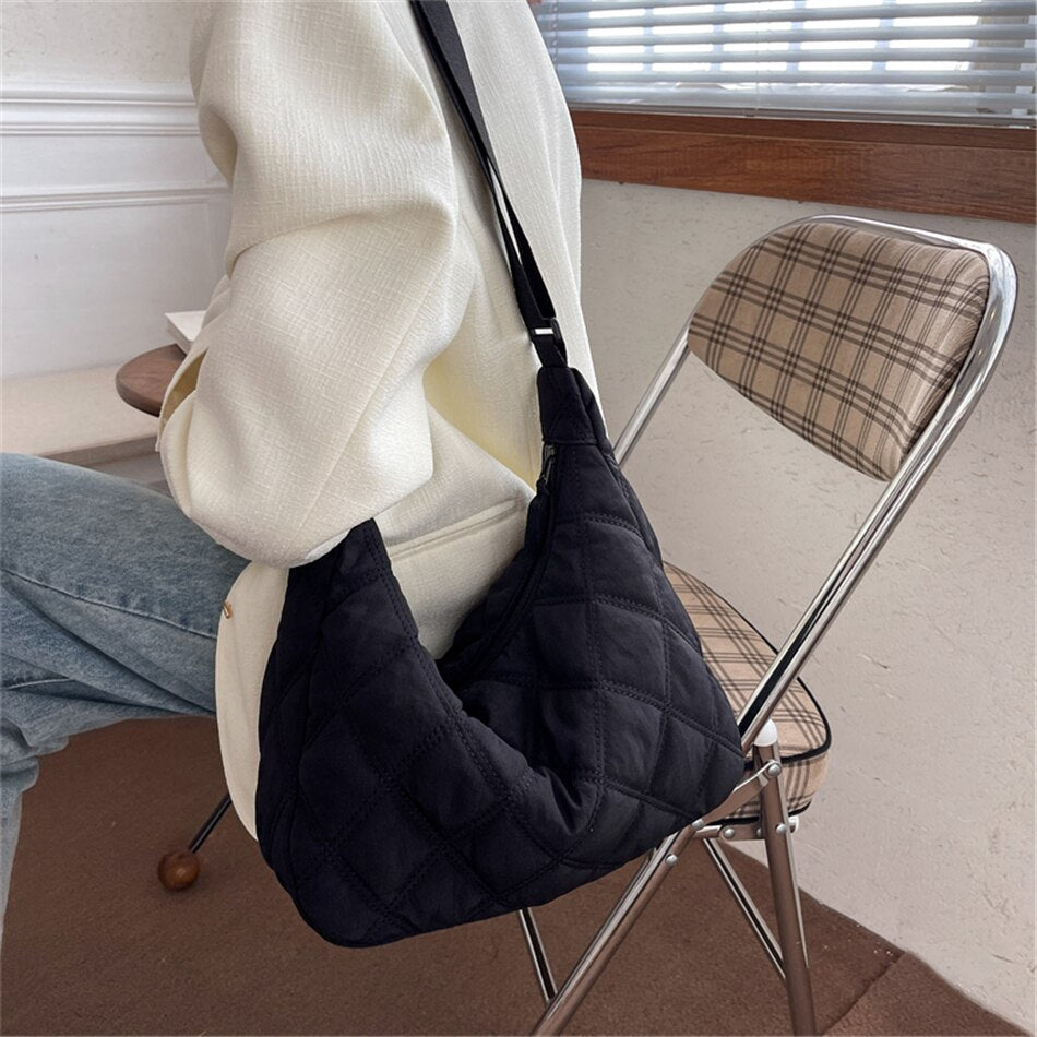 Women's chic quilted puffer shoulder bag