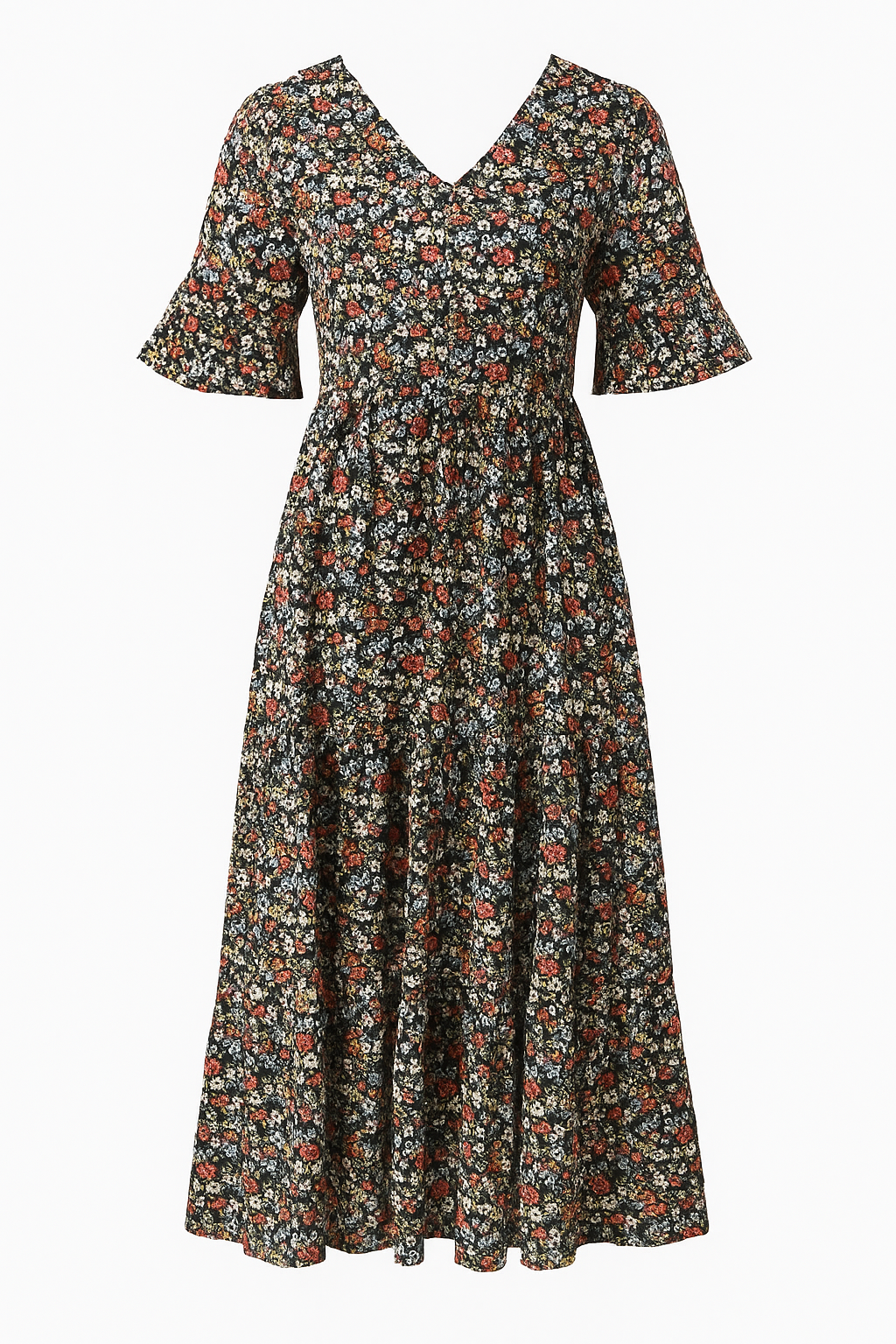 Floral Midi Dress Women Relaxed Fit
