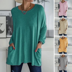 Casual oversized long sleeve tunic top with pockets