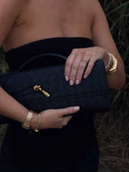 Woven Vegan Leather Bag with Knot Clasp