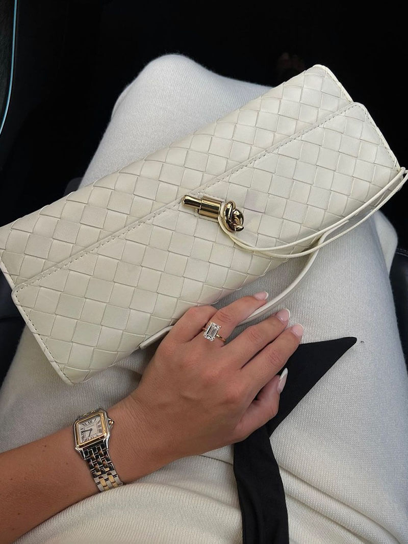 Woven Vegan Leather Bag with Knot Clasp
