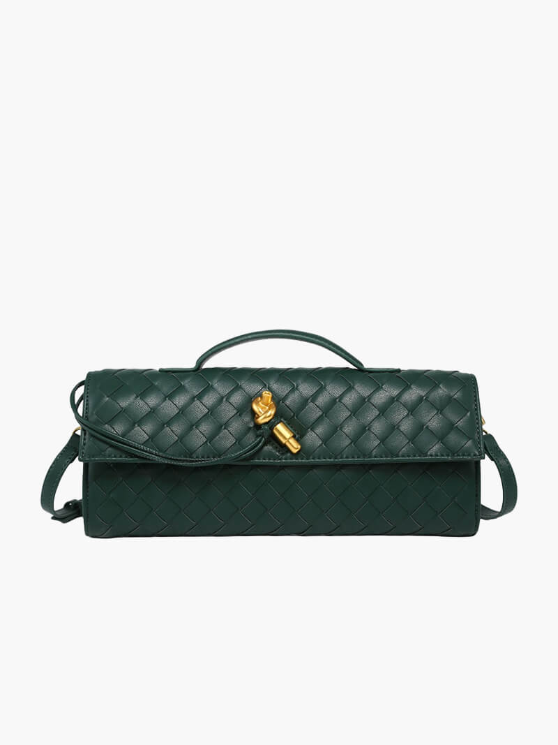 Woven Vegan Leather Bag with Knot Clasp
