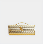 Woven Leather Crossbody Bag with Top Handle