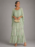 Elegant flowing maxi dress in whitish green