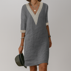 Relaxed Linen Dress with Crochet