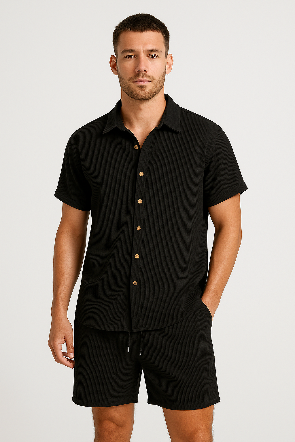 Men's Two-Piece Casual Ribbed Summer Set