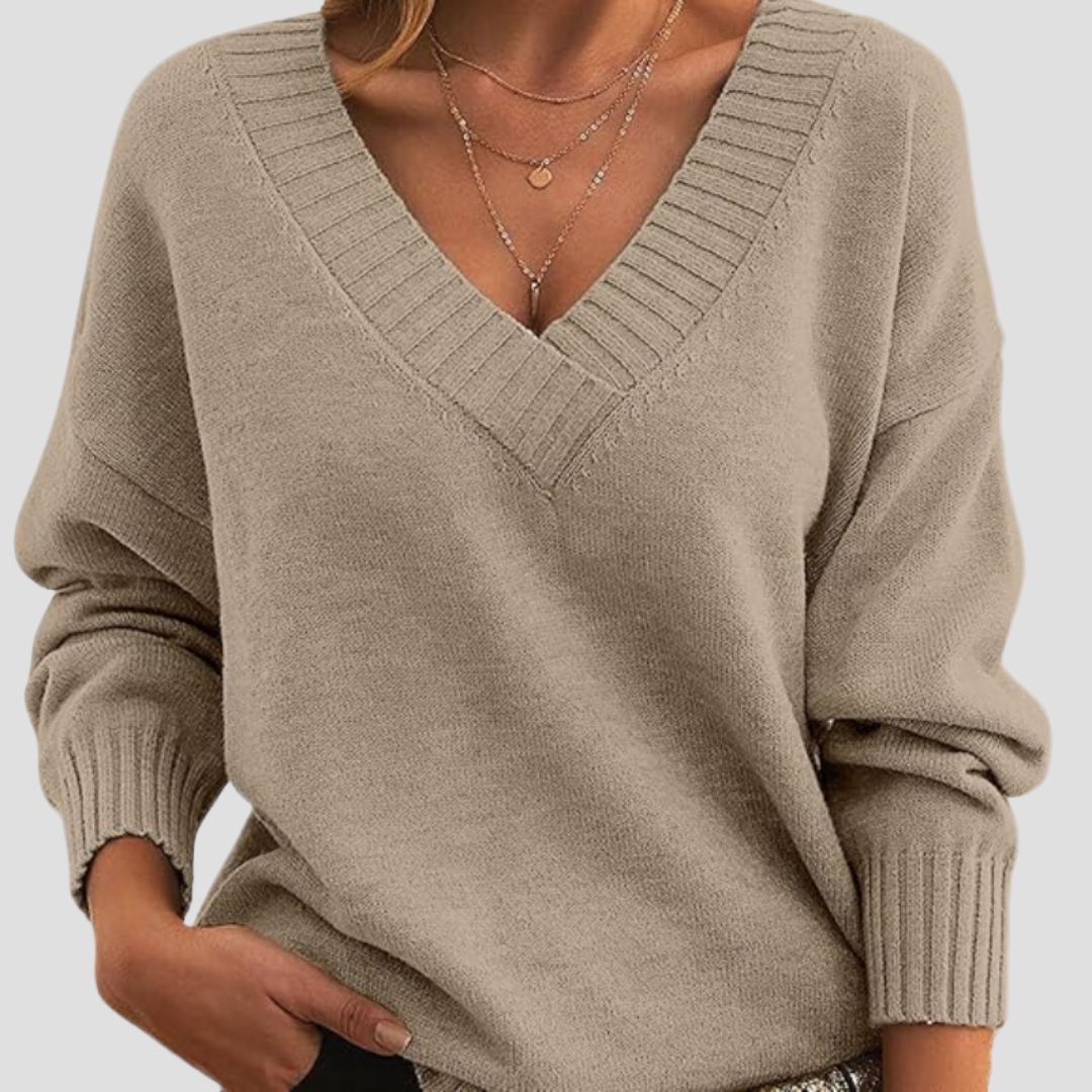 Women's Relaxed Fit V-Neck Cashmere Pullover