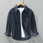 Classic fit men's cotton corduroy shirt featuring a retro design, perfect for casual wear and stylish layering. 0