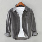 Classic fit men's cotton corduroy shirt featuring a retro design, perfect for casual wear and stylish layering. 4