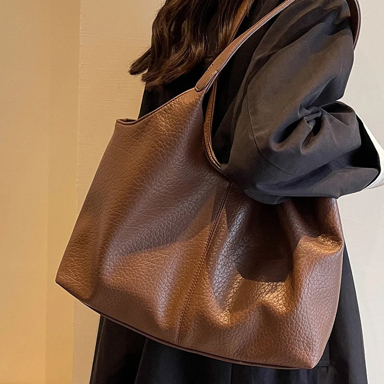 Women's chic vegan leather hobo tote bag