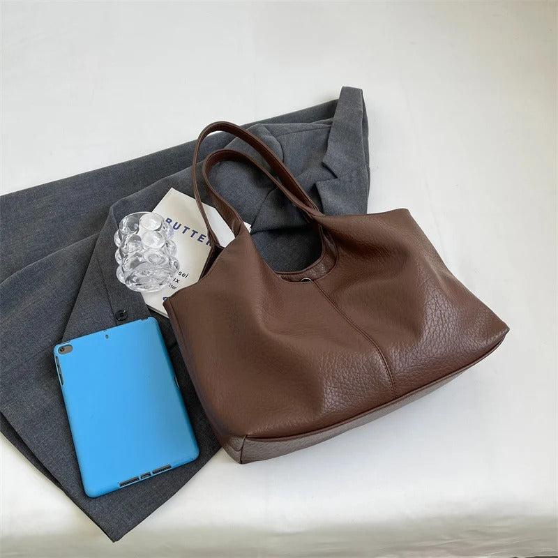 Women's chic vegan leather hobo tote bag