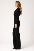 V-Neck Wide Leg Relaxed Tailored Jumpsuit