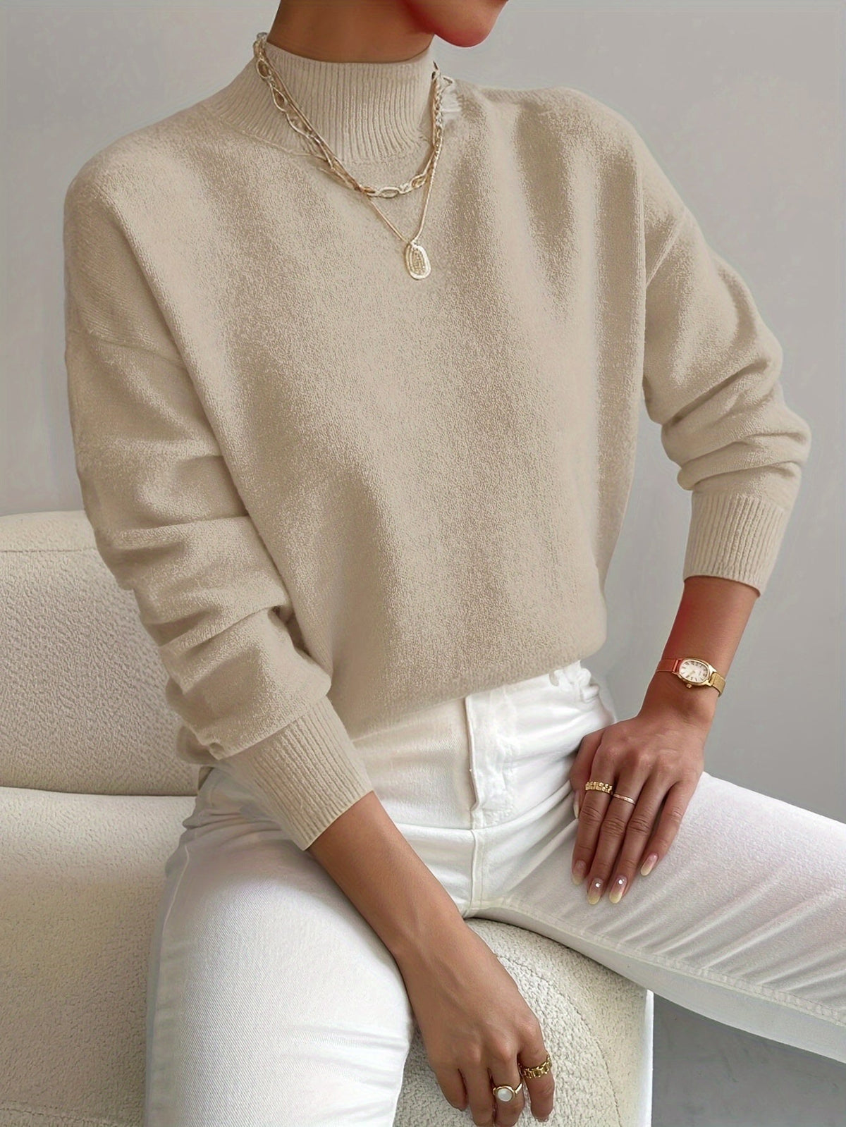 Women's warm soft knit turtleneck sweater