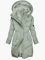 Elegant Women's Quilted Hooded Long Puffer Coat - Stylish Winter Coat with Tailored Fit and Deep Pockets 2