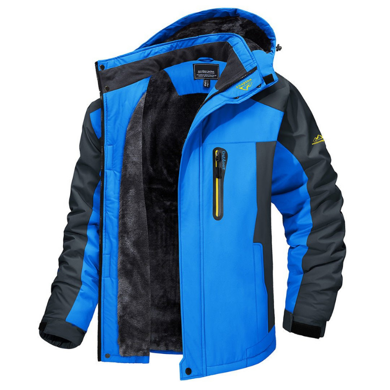 Waterproof fleece lined hooded winter parka in blue
