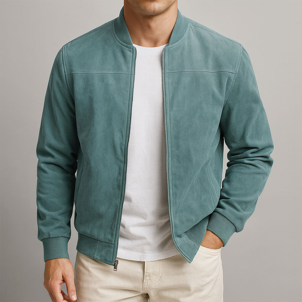 Men's casual suede jacket in blue