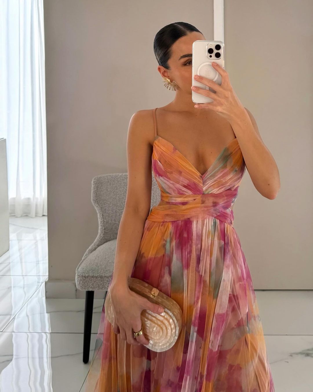 Floral Print Summer Dress Long Flowing Silhouette 3