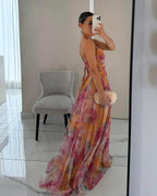 Floral Print Summer Dress Long Flowing Silhouette 4