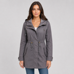 Lightweight hooded cotton blend windbreaker jacket in grey