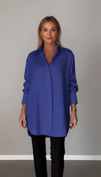 Oversized Cotton Shirt with Classic Collar