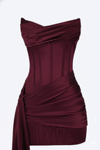 Asymmetric Drape Corset Mini Dress