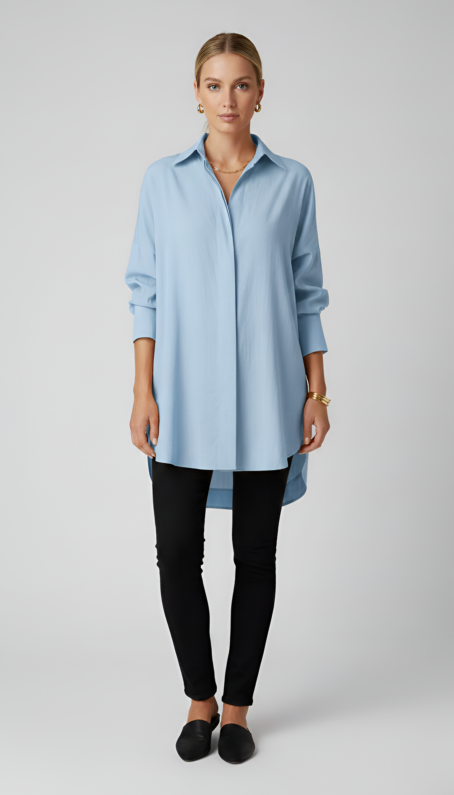 Oversized Cotton Shirt with Classic Collar