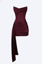 Asymmetric Drape Corset Mini Dress