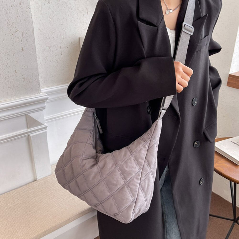 Women's chic quilted puffer shoulder bag